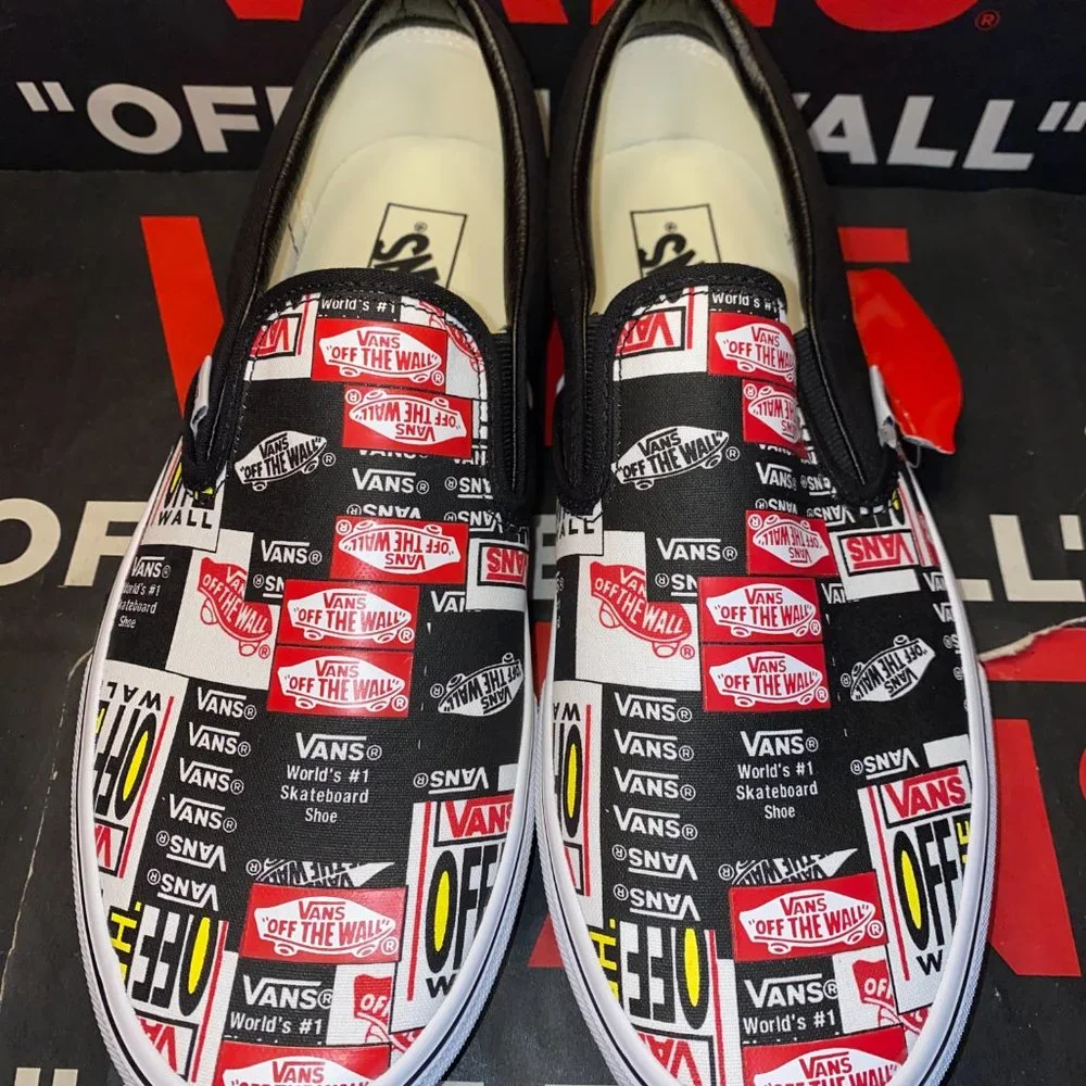 Vans Men's 4.5/Women's 6 Classic Slip-On Label Mix True White VN0A4BV3V9A